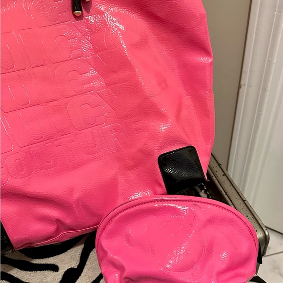 Stunning hot pink patten leather embossed juicy couture tote with cosmetic bag! - Picture 2 of 5